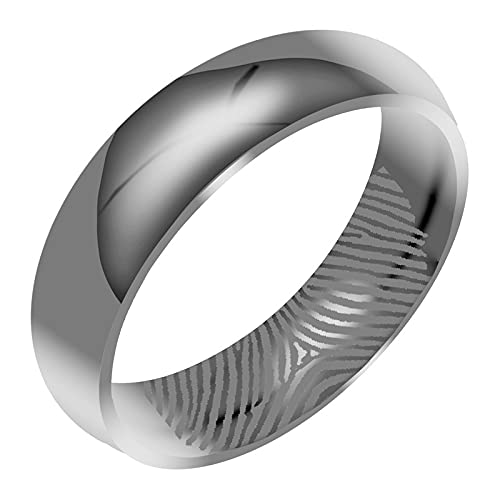 Everstone Personalisieren Fingerabdruck Gravieren Paar Ringe Eheringe, Titane Ring Hochzeit, Verlobung, Alltag, Männer Damen Partnerringe Eheringe, Größe 46 bis 77 Farbe: Platin 6MM 4MM & 3MM