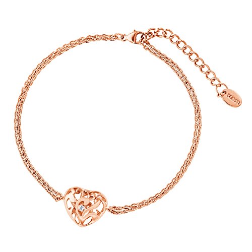 DOOSTI Damen Armband Herz 925 Silber Rosegold vergoldet