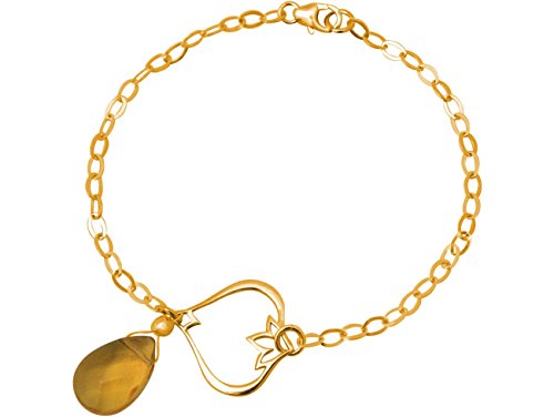 GemShine - Damen - Armband - 925 Silber - Vergoldet - Lotus Blume - Citrin Quarz - Tropfen - Goldgelb - YOGA