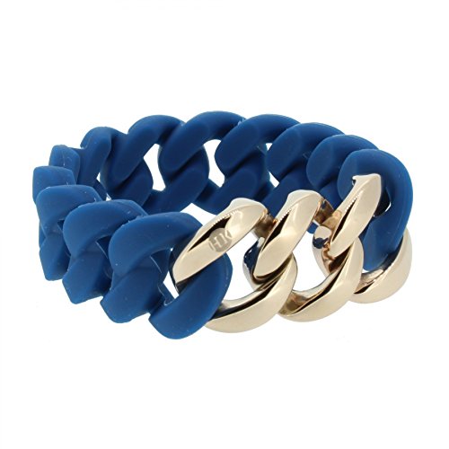 Hanse-Klunker Armband Damen ORIGINAL Silikon Petrol, Edelstahl Rosegold Frauen Mädchen Größe 18-19 cm inkl. Schmuck-Geschenk-Box