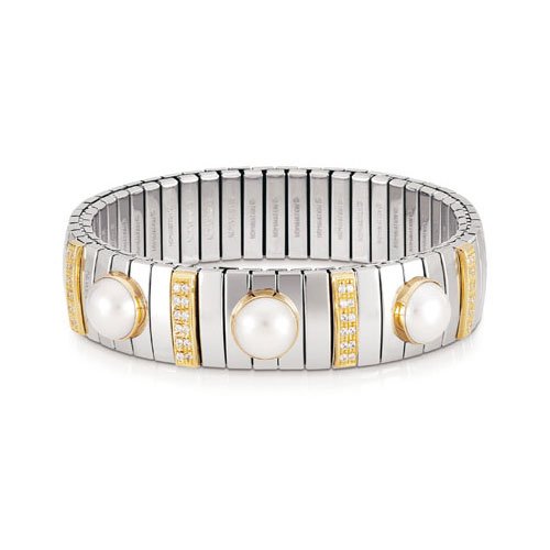 Nomination Damen-Armband Extra Groß 3 Perlen Perle Weiß 042491/013