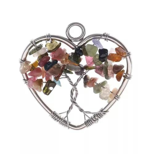 10 Stück Herzstein-Pendel, natürlicher Quarzkristall-Halskettena nhänger, 10 Stück Turmalin