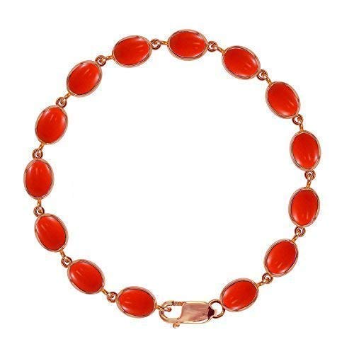 Beautiful Jewellery Company Bjc ® 9 Karat Rosegold Natürlich Pfirsich Koralle Tennis Armband 21.00ct Brandneu in Geschenkbox