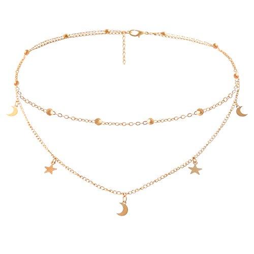 Legitta Halskette Choker Gold Kette Anhänger Stern Mond für Frauen Mädchen EA24
