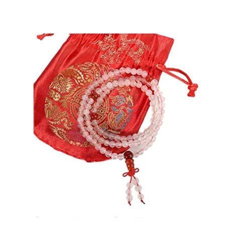 lachineuse – Buddhistische Mala – Halskette – 108 feine Perlen – Rosenquarz – Ø 55 cm – Traditionen – Gratis Satinbeutel – Geschenkidee zum Geburtstag, zu Weihnachten