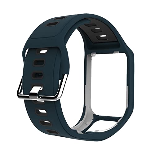 Janzoom Armband, sicheres, leichtes, ergonomisches Silikon-Uhrenarmband, weich, Abriebfest, für Tomtom Spark Runner 2/3(steinblau schwarz)