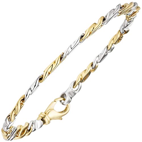 Armband Armkette mit 16 Diamanten Brillanten 585 Gelbgold & Weißgold 18,5cm