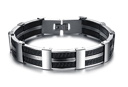 Herren Armband Edelstahl & Silikon MoZo Designer herrenarmband armreif Top & Neu