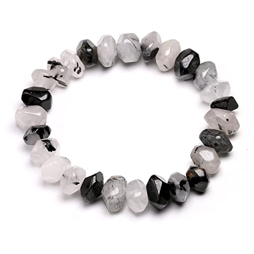 HZLXF1 7 * 11MM schwarzes Turmalin-Quarz-Armband passend for Jungen-Mädchen-Zubehör (Panjang : 17Cm)