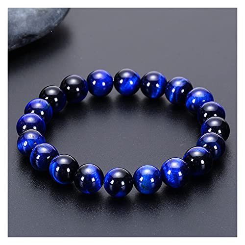 Chtom Armband Natursteinperlen Tigerauge Perlen Armband für Herren Buddha Armband für männliche Yoga Handgemachte Schmucksachen Paar Charme Geschenk 6/8/10 / 12mm (Color : 12mm, Size : Blue)