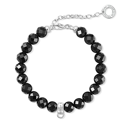 Thomas Sabo Damen Charm-Armband Obsidian schwarz Charm Club 925 Sterling Silber X0226-840-11-L18, 5v