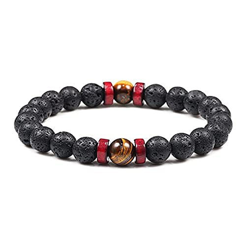 Chtom Armband perlen, männer Armband klassisch Tibetan Buddha Chakra naturstein Onyx perlen Lava Diffuser armbänder Charme männer modeschmuck Geschenk Homme (Color : A)