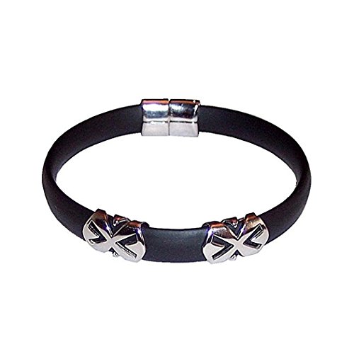 Edelstahlarmband schwarz besondere Qualität Gummi [1025]