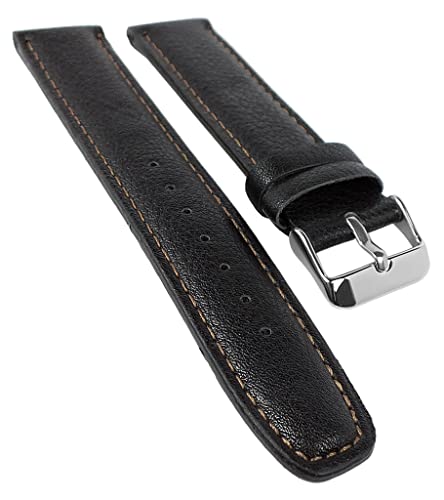 Bruno Banani Okan Ersatzband 20mm aus Leder in schwarz Schließe silberfarben BR30010 BR30008