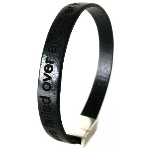 area17 Gravur Lederarmband schwarz mit Magnetverschluss - Wunschtext Gravur inklusive