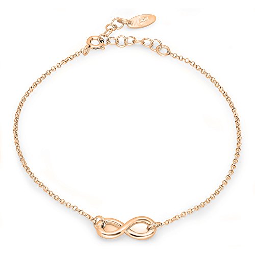 DazzlingRock Collection Rose Vergoldet Sterling Silber Kette Infinity Armband 17,8 cm lang Spring Ring Verschluss