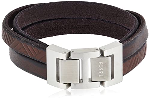Fossil Herren Armband Textured Brown Leather Wrist Wrap JF02999040