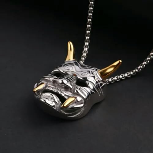 Herren Halskette Punk Retro Ghost Skull Edelstahl Halskette Herren-Gold