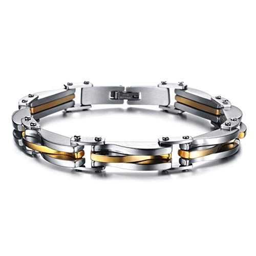 JewelryWe Schmuck Edelstahl Herren Armband Gold/Silber Edelstahlarmband Herrenarmband Armkette Armreif, 22cm 10,6mm Breite mit Geschenk Tüte