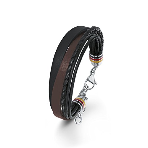 s.Oliver Herren-Armband Fußball EM Special 2016 schwarz-rot-gold Edelstahl Leder 22 cm - 566650