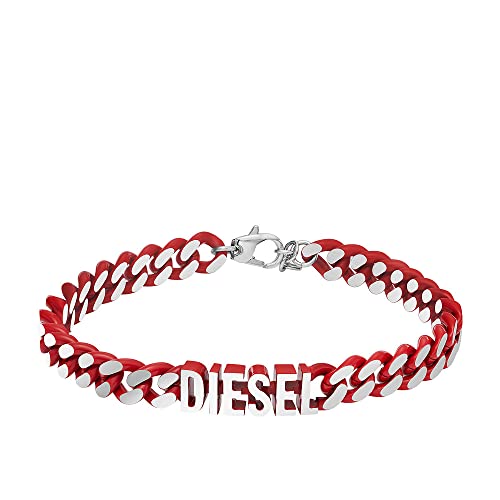 DIESEL Armband Für Männer Stahl, Länge: 195mm+15mm, Breite: 21.9mm, Höhe: 8mm Rotes Edelstahlarmband, DX1415040