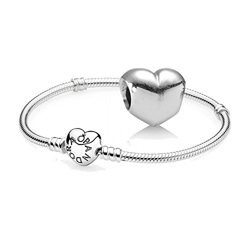 Pandora Original Geschenkset - 1 Silber Element Herz 7901371 und 1 Silber Armband 590719-18 mit Herz Schließe