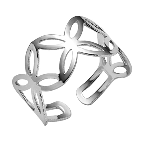 WEITING Fashion Gold Farbe Silber Farbe Öffnungsring für Damen Herren Lagre Breiter Ring Hip Hop Punk Fingerringe Einfacher Boho Schmuck Größenverstellbar 14I3AJ005