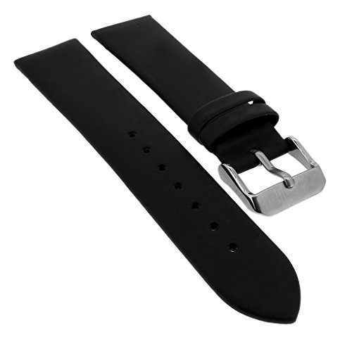  Ersatzband aus Leder in schwarz glatt flach Schließe silberfarben CD1259