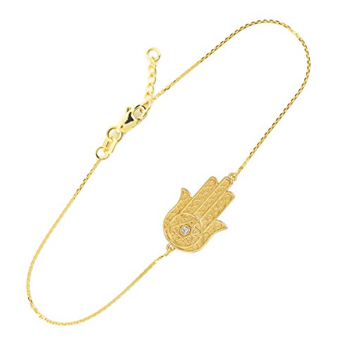 Kleine Schätze - 14 Karat Solid Gold Hamsa Diamant Armband