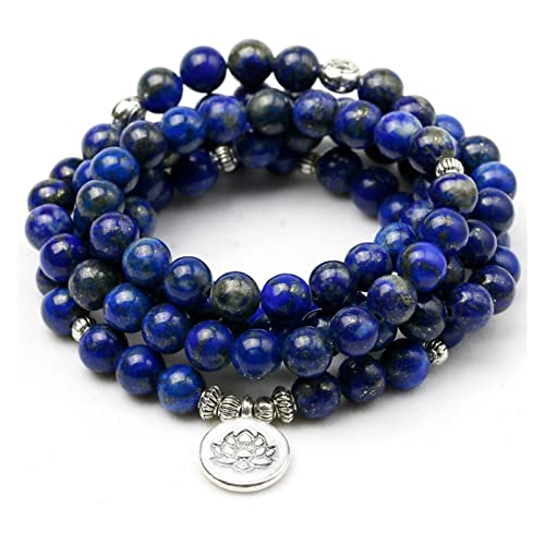 DEMANDER Hohe qualität lapis lazuli armband natürliche steinperlen fit for männer frauen armreifen handgemachte yoga energy schmuck (nicht verblassen) Vaters Geschenk ( Metal Color : Buddha Charm )