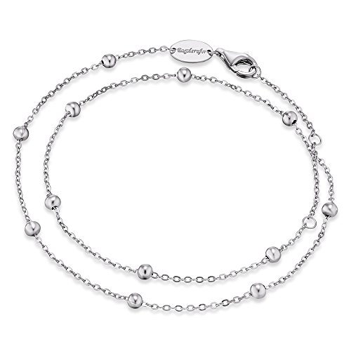 Engelsrufer Damen Armband aus Sterling Silber, doppelt gewickelte Perlen in silber, Karabinerverschluss, längenverstellbar, nickelfrei, ERB-LILMOON