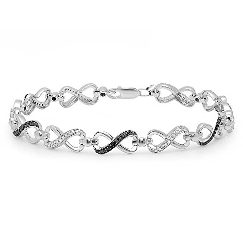 DazzlingRock Collection 0,34 Karat (ctw) Sterling Silber Diamant weiß schwarz rund & Damen Infinity Tennis Link Armband 1/3 CT