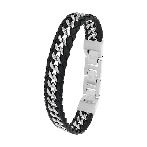 JOOP! Armband Edelstahl Herren Armschmuck, 18,5+1,5+1,5 cm, Silber, Kommt in Schmuck Geschenk Box, 2038037