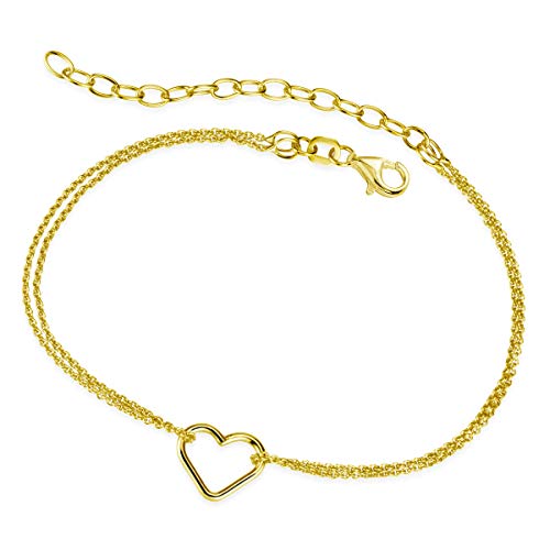 MATERIA by Matthias Wagner Herz Armkette gold 925 Silber - Feines Armband Damen vergoldet SA-82