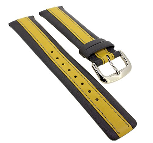 Bruno Banani Magic Ersatzband aus Leder in grau/gelb Schließe silbern BR20568 CD1386 CD1387