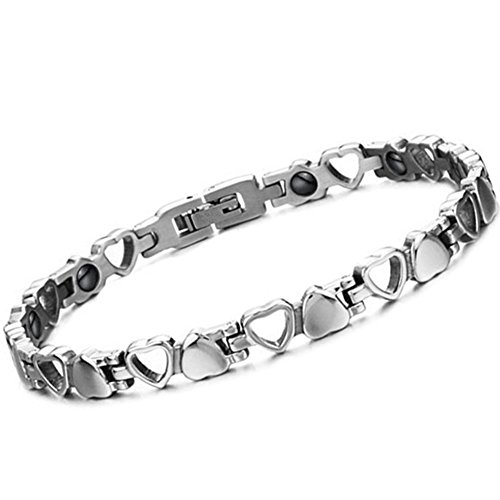 OIDEA Damen Magnet Armband Herz: Elegant Armkette aus Edelstahl Magnetarmband Gesundheit Armreif Handgelenk Silber Gechenk für Familie Freundin Frauen Mädchen