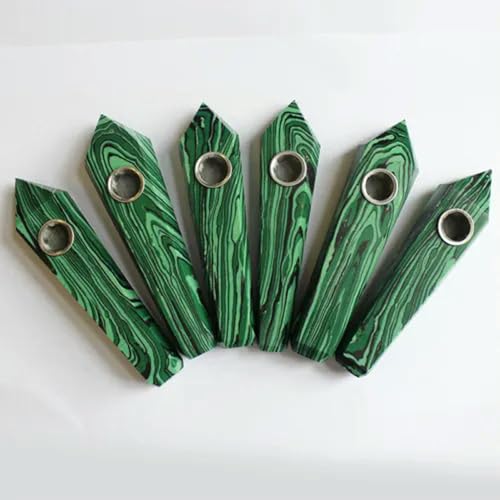 Natürlicher Bergkristall-Spitzstab, Räucherstein, Obelisk – Nr. 13 – Malachit-Quarzstein