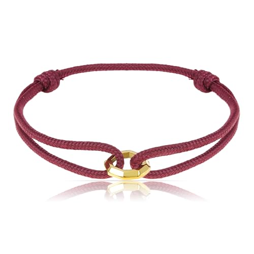 Made by Nami Surfer-Armband Herren & Damen • Segeltau Armband • Handgemacht & Geflochten • Maritimes Armband • Minimalistisches Armband • 100% Wasserfest & verstellbar • Partner Armband (Rot Gold)