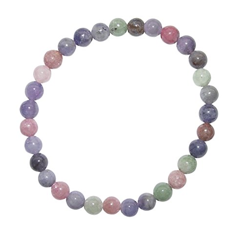 Multi Color Armband Kugel Ø 6 mm A* extra mit Tansanit Turmalin Smaragd Rhodochrosit u.a.(3876)