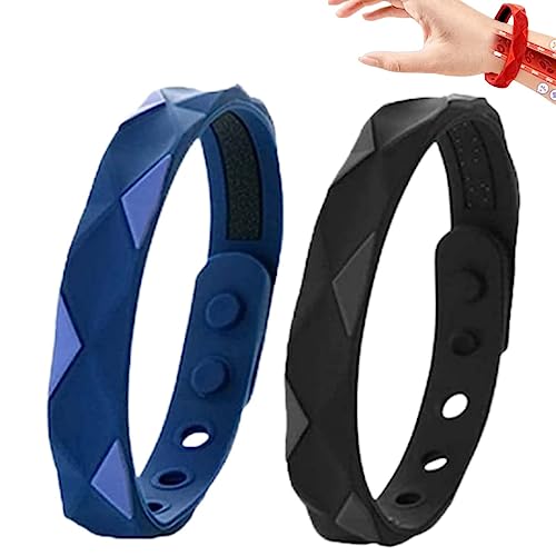 Healthify Sugar Regulator Armreif Healthify Negative Ionen Silikagel Sportarmband Cawik Armband Magnettherapie Armband 6 Löcher Anpassung für Männer Frauen (Schwarz + Blau)