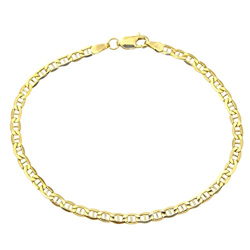 PRINS JEWELS Armband 14 Karat / 585 Gold Italienisch Flach Mariner Gelbgold Armkette Breite 3.10 mm (21)