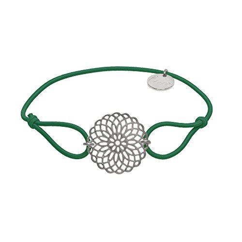 lua accessories - Armband Damen - Elastikband - größenverstellbar - hochwertig versilberte Lebensblume - Sun Silber (grün)