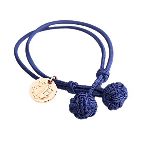 PAUL HEWITT Damen Knotenarmband Knot - Armband Frauen in Marineblau, Armband Damen mit Anker-Charm aus IP-Edelstahl (Roségold)