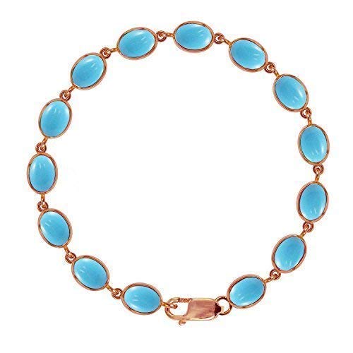Beautiful Jewellery Company Bjc ® 9 Karat Rosegold Natürlich Türkis Tennis Armband 21.00ct Brandneu in Geschenkbox