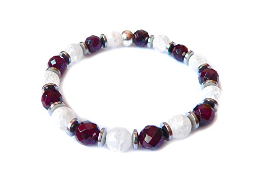 STEINBOCK: Granat Bergkristall Hämatit Edelstein Armband Größe 16 Zentimeter (XS)