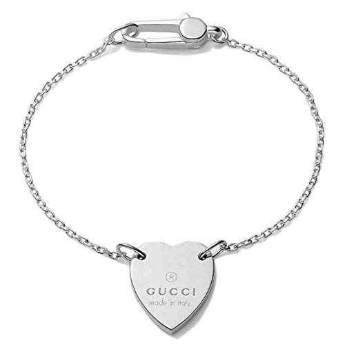 Gucci Herzarmband in Sterling Silber aus der Trademark Collection, Karabiner Verschluss, Länge: 18 cm, YBA223513001018