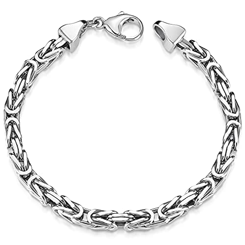 MATERIA Königskette Silber Herren Armband 20cm 5,4mm 31,5g diamantiert rhodiniert SA-10-20 cm