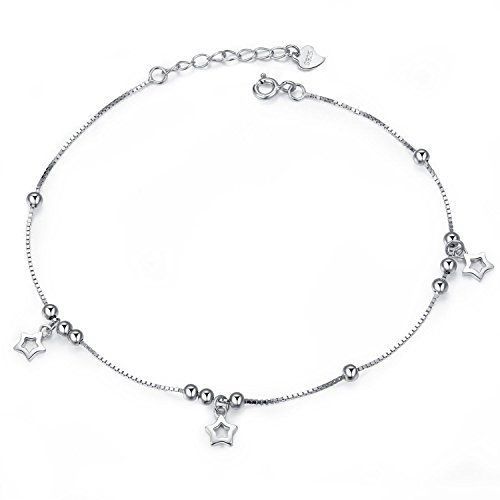 Kim Johanson Damen Armband *Silver Star* aus Edelstahl in Silber mit beweglichen Sternen & Kugeln Länge: 22cm - 26cm inkl. Schmuckbeutel