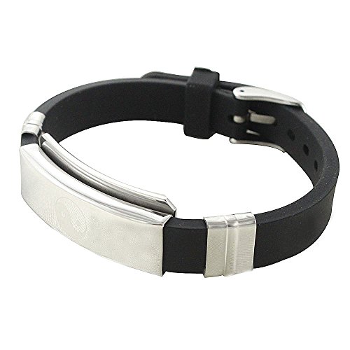Bionic Ion Silikon Armband Energetix 4 magnetisch Sie 602 Yin Yang-Personalised, Breite 10 mm, Größe S-XL