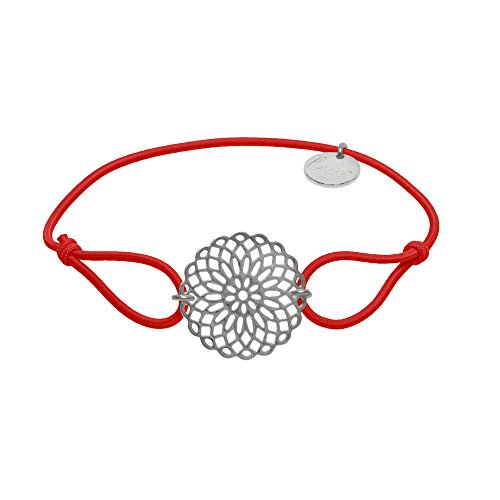 lua accessories - Armband Damen - Elastikband - größenverstellbar - hochwertig versilberte Lebensblume - Sun Silber (rot)